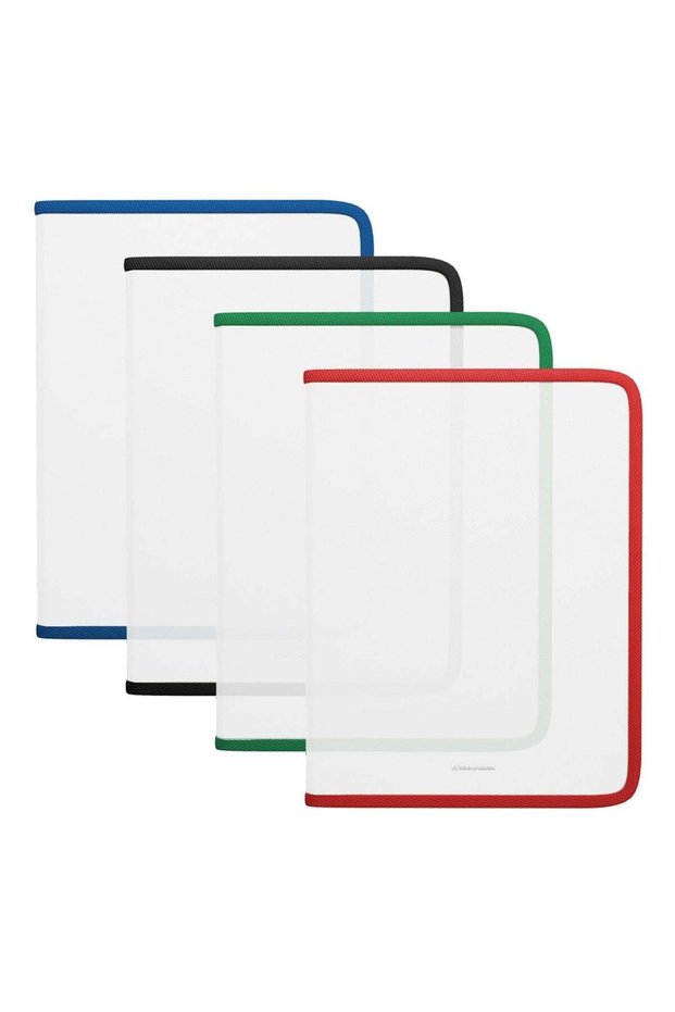 4-Piece A4 Size Clear Zipper File Folder Assorted Colours