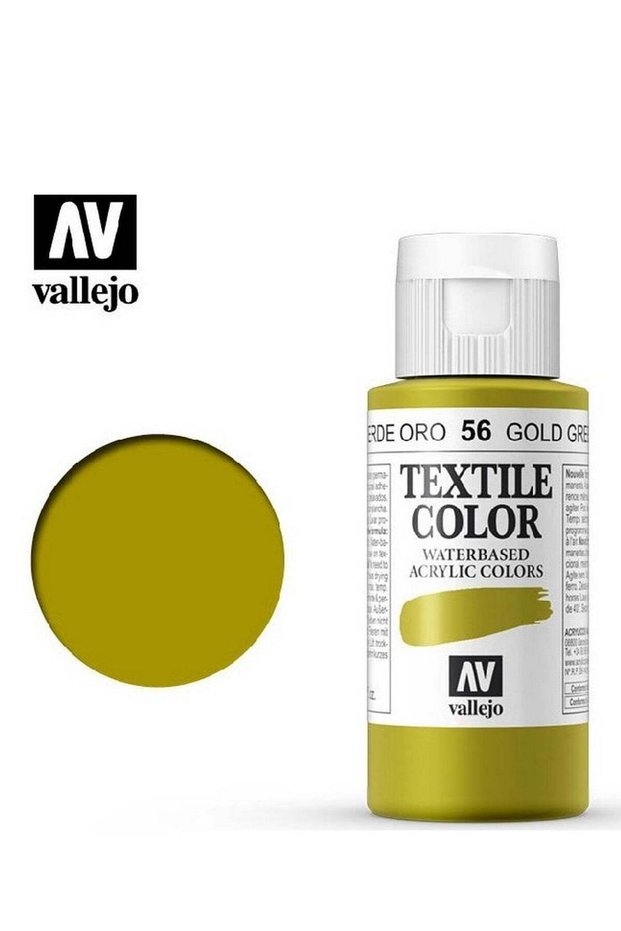 Textile Fabric Paint Gold Green 56 – 60ml Bottle Matte Washable Finish