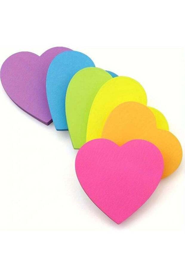 6 Pads Heart Sticky Notes Super Cute Bright Color Strong Adhesive Post