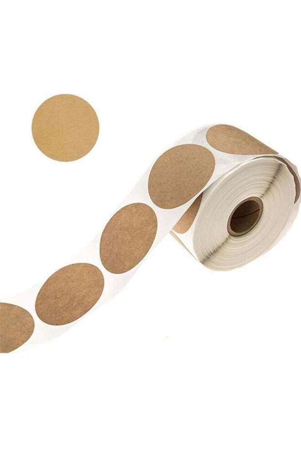 300-Piece Kraft Labels Stickers Roll Tag - Brown Self-Adhesive Multipurpose for DIY Crafts Product