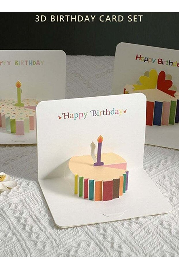6PCS 3D Greeting Card with Envelope Happy Birthday Card DIY Blessing Card