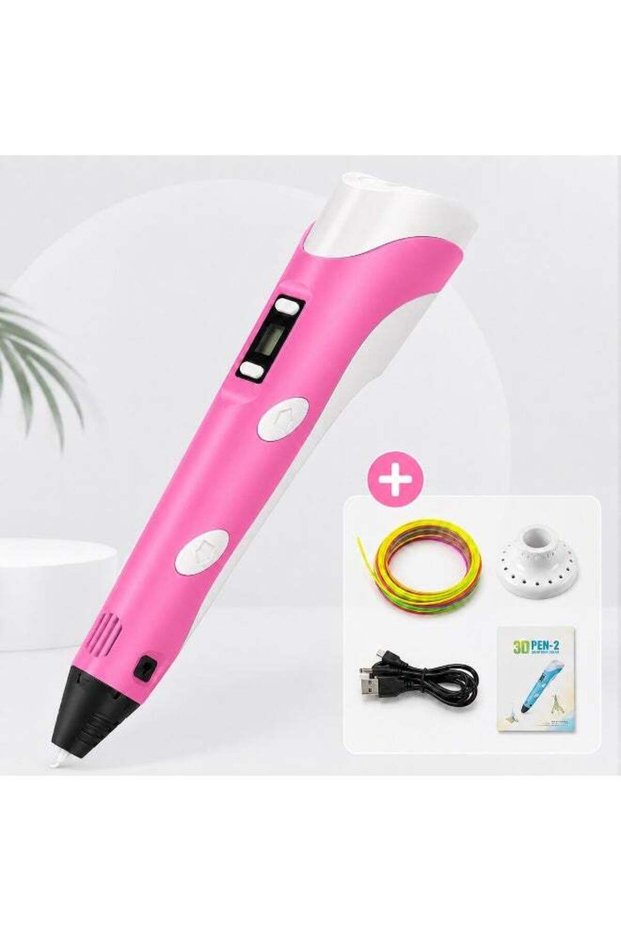 3D Printing Pen Kit with Filament | USB Powered 3D Doodle Pen with LCD Screen (Pink)