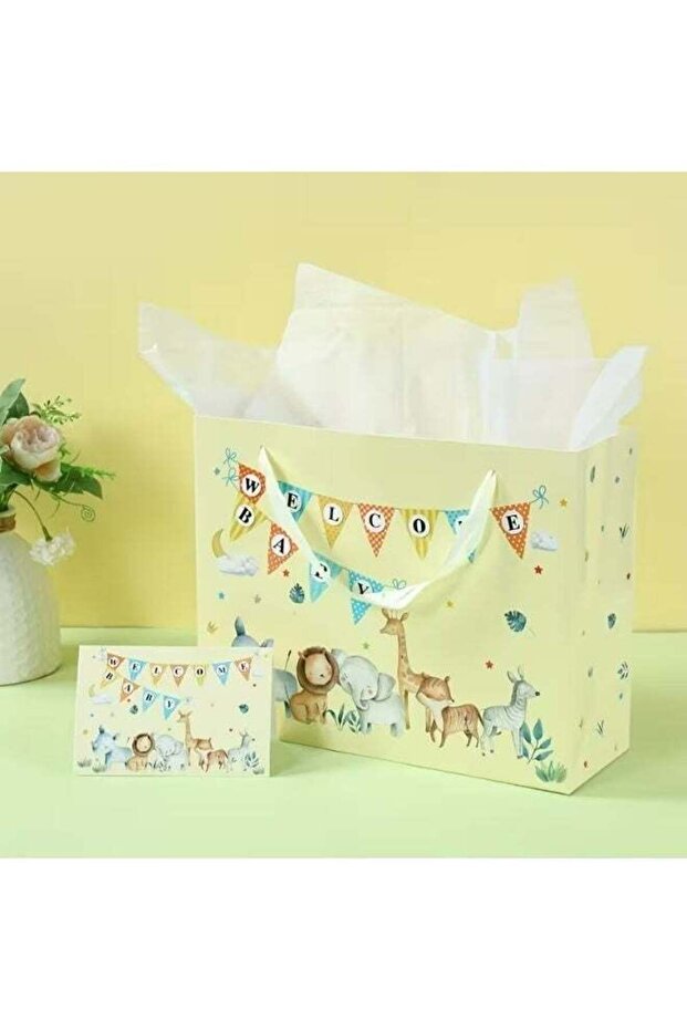 KANDID Welcome Baby, Happy Birthday Gift Bag, 13 Inch Birthday Letter Design, And Sturdy Handles, S