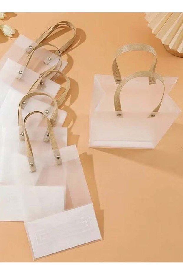12 Piece Transparent Gift Bag Set – 22x8x22 cm Reusable Clear Gift Bags for Presents, Party, Birthd