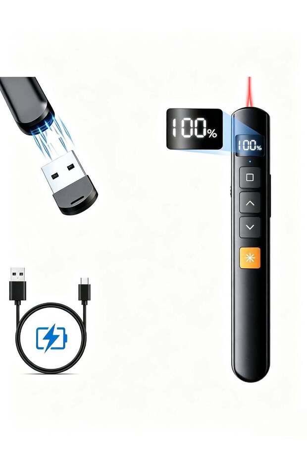 Presentation Remote with USB-Receiver, 2.4GHz Wireless PowerPoint Clicker Portable Office Red Laser