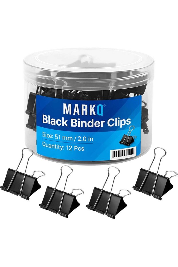 Binder Clips Metal Black | Strong Corrosion-Resistant Foldback Paper Clamps for Office, Home, Schoo