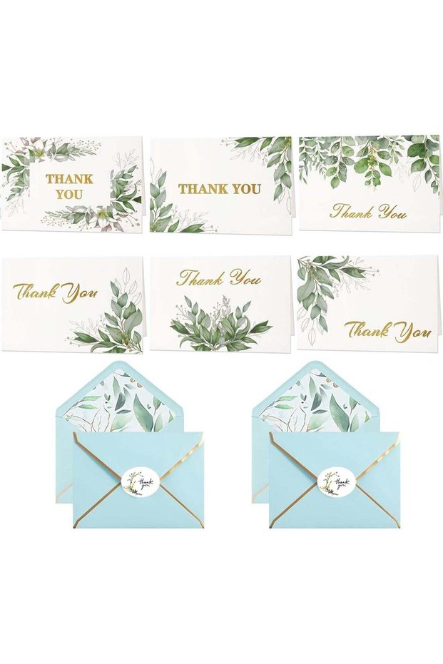 6 PCs elegant Thank You Cards with Envelopes and Sticker