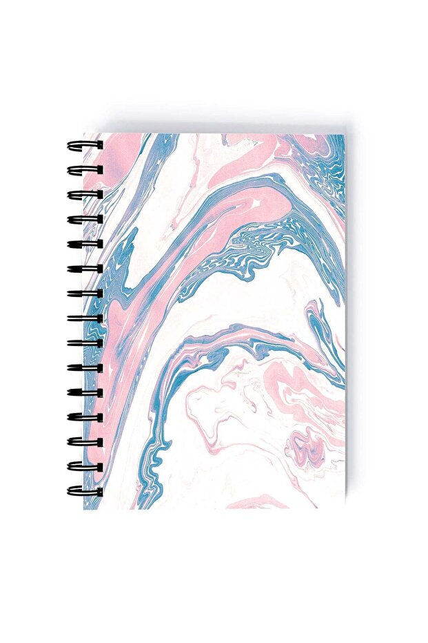 Spiral A5 Notebook Marble Pattern Elegant Design Blue Pink Aesthetics