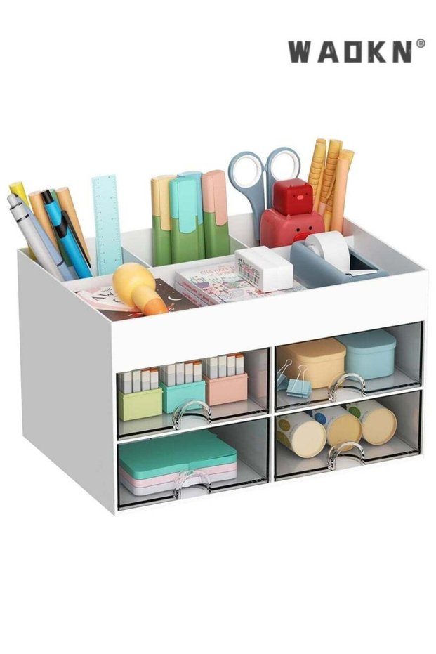 Desk Organizer with Drawer, Office Desktop Organizer Stationary Organizer Desktop Pen Pencil Card H