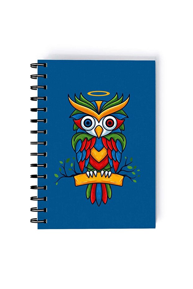 Cute Owl Rectangle Spiral A5 Notebook Multicolour