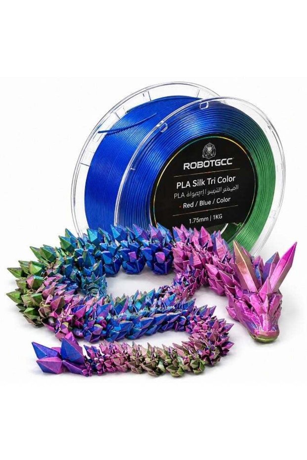 Silk PLA Tri Color Red Blue Green 3D Printer Filament 1.75mm Multicolor Silk Finish Glossy Gradient