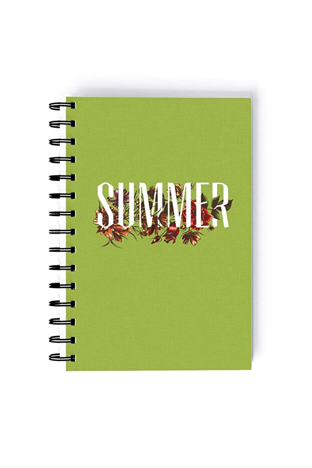 Spiral A5 Notebook Typography Bold and Floral Summer Green