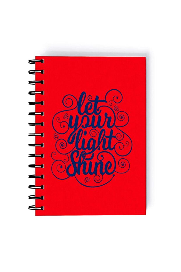 Let Your Light Shine Quote Rectangle Spiral A5 Notebook Red/Blue
