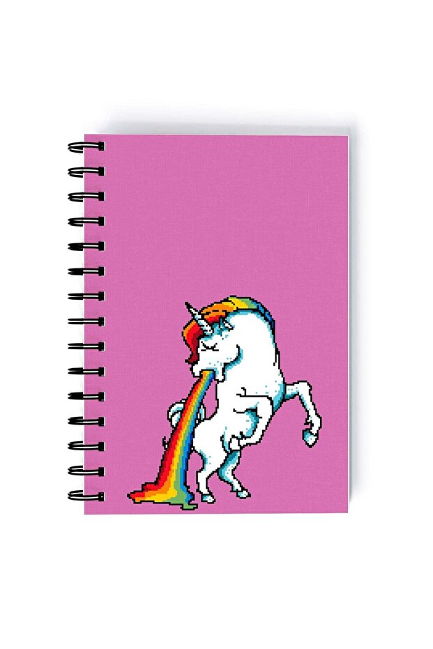 Spiral A4 Notebook Retro Pixel Art Unicorn Sweat