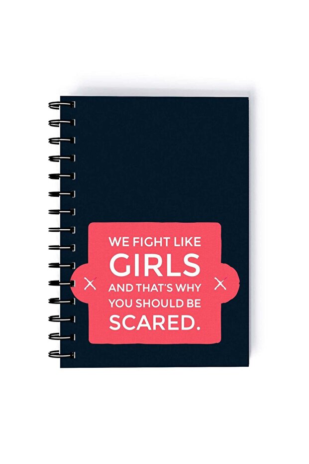 Spiral A5 Notebook Women Empowerment Feminism Quote Not Scared Pink and blue Aesthetics