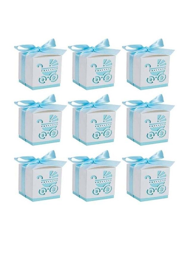 20 Pcs Wedding Favour Boxes,Ribbon Candy Gift Box,Baby Baptism Candy Boxes,Hollow Baby Candy Box,Ba