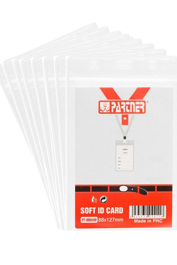 10-Piece ID Card Holder Soft Plastic Transparent 88x127mm Size