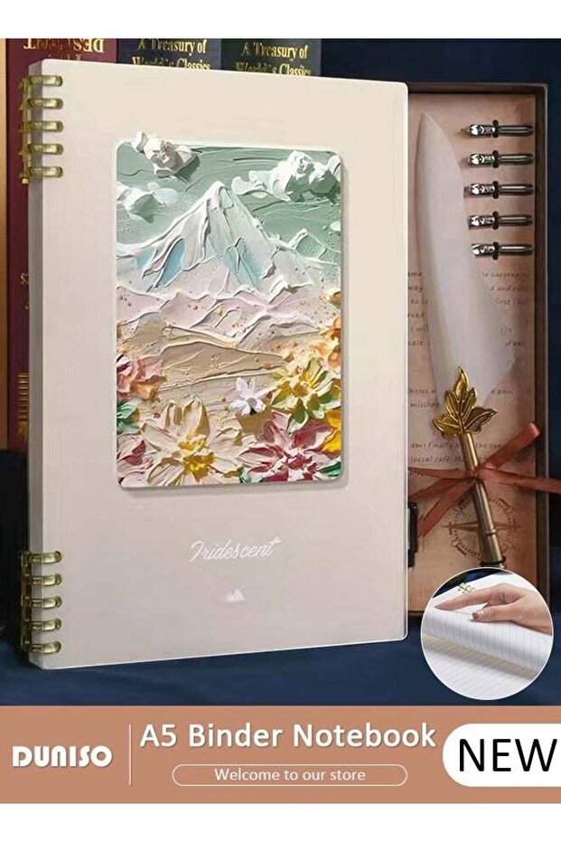 A5 80 Pages Loose Leaf Notebook with Waterproof Case Simple Student Loose Leaf Paper Diary Round Ho
