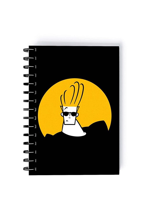Johnny Bravo Monkey Quote Printed Spiral A4 Notebook Black/Yellow/Beige