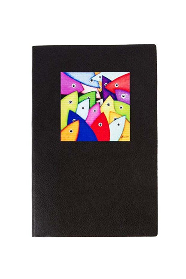 Hard Cover Fertility Fish Printed Notepad Black