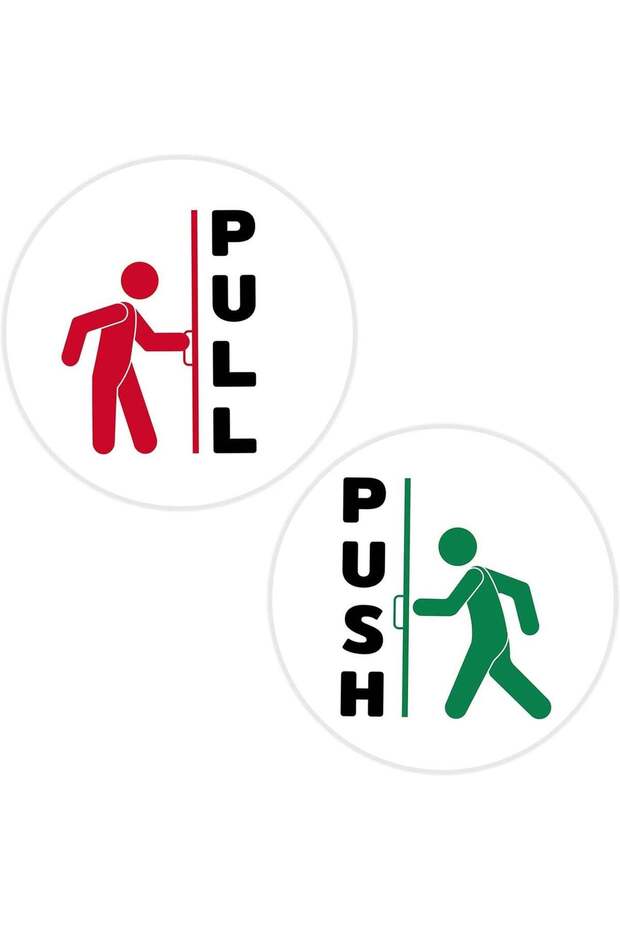 5 Inch Push Pull Door Sticker Set 2 Pices. Extra-Large, Instructional Decals for Business Office or