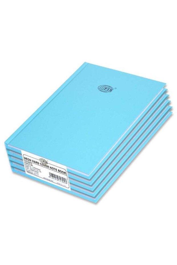 Neon Hard Cover Notebook, A5 Size(14.8x21cm), Single Line Ruling, 100 Sheets, Color Turquoise, Pack