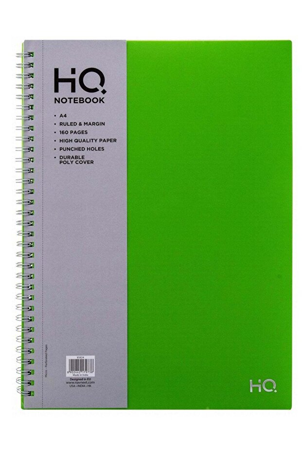 A4 Size Poly Wiro Notebook 160 Pages Green