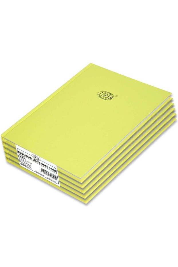 FIS Pack of 5 Neon Hardcover Notebook Single Line, 9X7 Inches (22.86 X 20.32 CM), 100 Sheets, Cyber