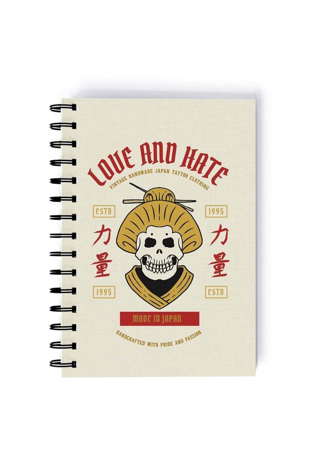 Love And Hate Printed Rectangle Spiral A5 Notebook Multicolour