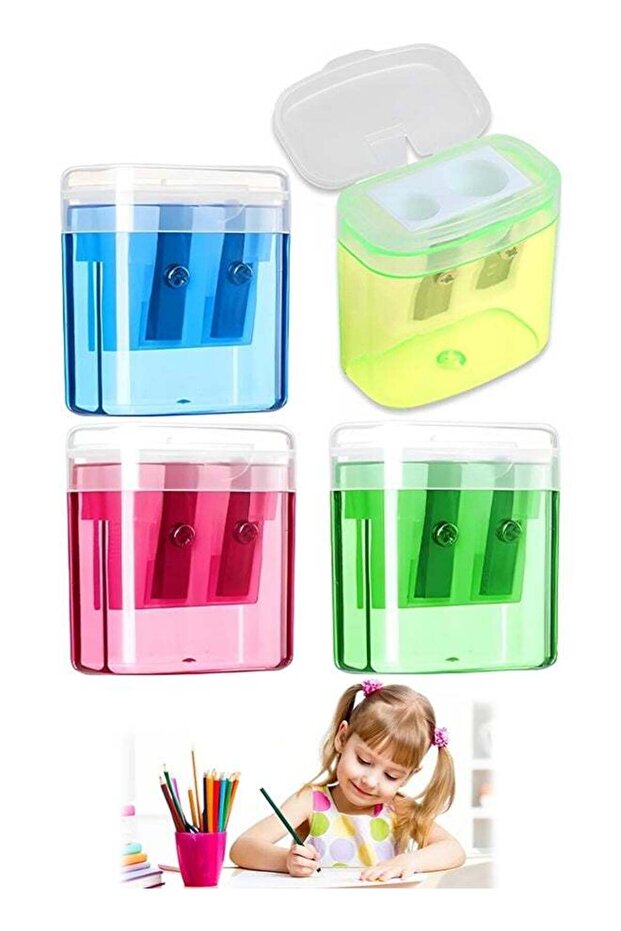 4 Pcs Pencil Sharpeners Manual Pencil Sharpener with Cover Dual Hole Pencil Sharpener Manual for Ki