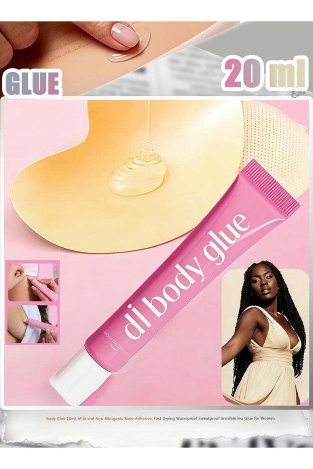 Body Glue 20ml, Mild and Non-Allergenic Body Adhesive, Fast Drying Waterproof Sweatproof Invisible