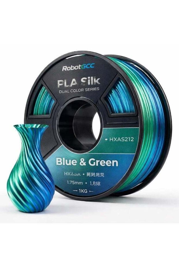 RobotGCC PLA Silk Dual Color Blue & Green 3D Printer Filament, 1.75mm 1KG, Ocean Blue-Green Dynamic