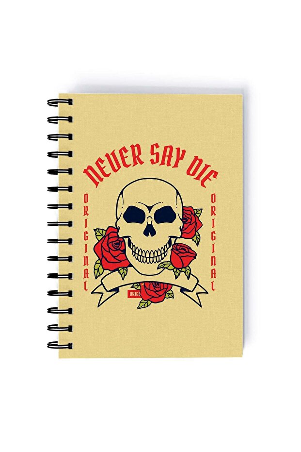 Never Say Die Design Rectangle Spiral A5 Notebook Multicolour