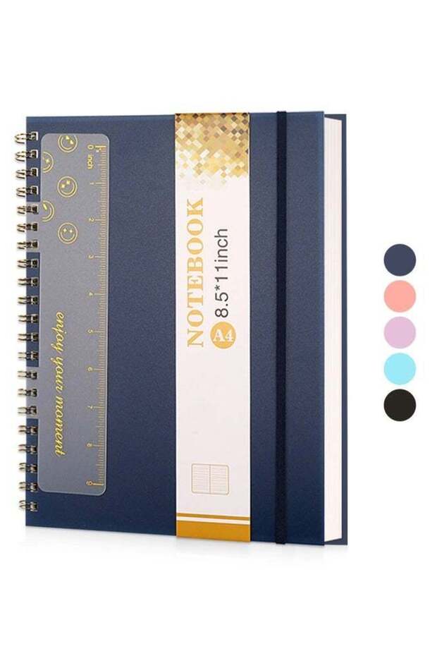 HOME-MART Notebook, A4 Large Navy Blue Notebooks for Women Men, 8.5” X 11” Spiral Notebook Journal,