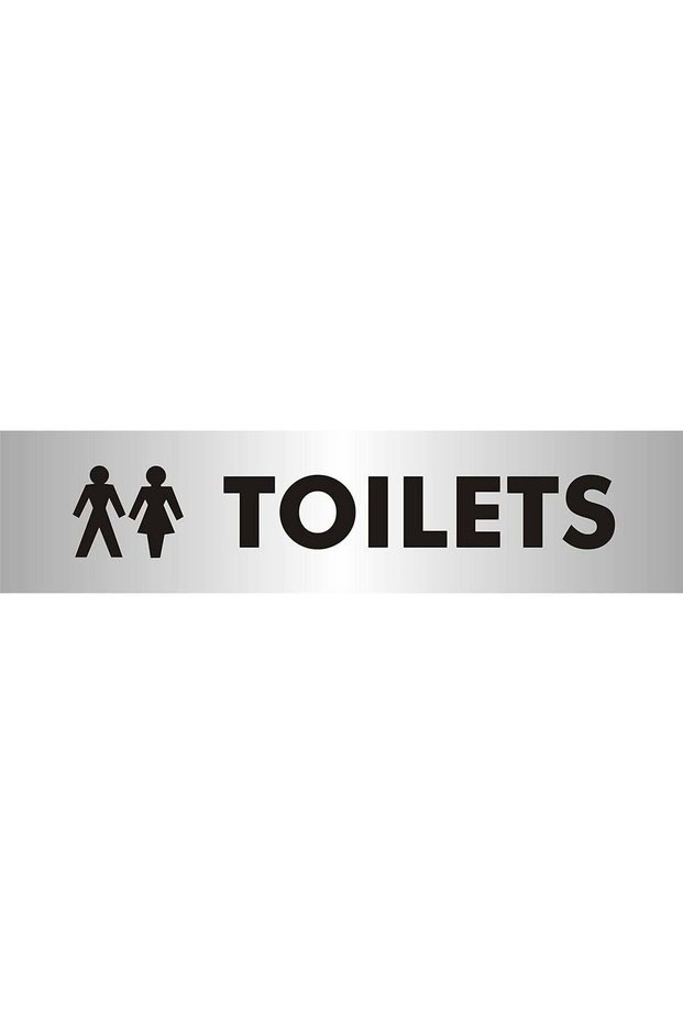 ARS Toilets with gram Sign, 190mm x 45mm - 2mm Brushed Aluminium Effect Acrylic