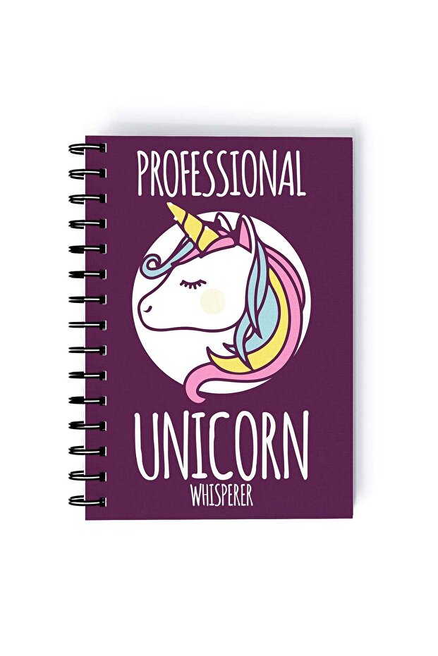 Spiral A5 Notebook Funny Animal Unicoorn Professional Whisperer Purple Aesthetics