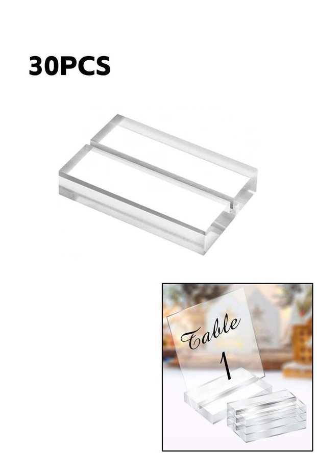 30 Pieces Clear Acrylic Stands with Card Slot, Transparent 5*3*1 CM Place Card Holders, Table Numbe