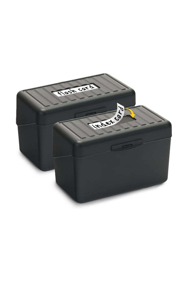 3x5 Index Card Holder Organizer 2 Pack Flash Card Storage Box 300 Card Capacity Durable and Stylish