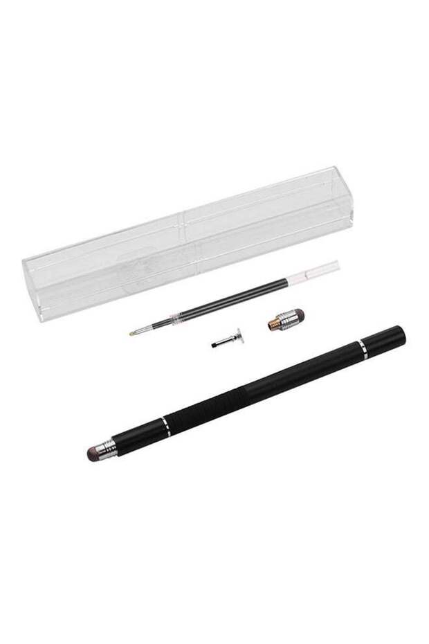 3 In 1 Touchscreen Precision Stylus Pen With Disc And Fiber Tip Black