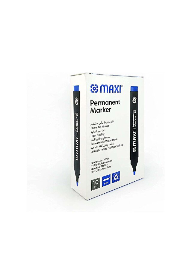 Maxi Permanent marker with Chisel tip 10pc Blue