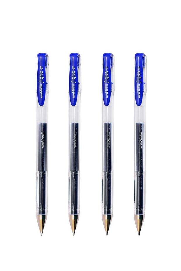 4-Piece Signo Roller Pen 0.7mm Tip Blue Ink