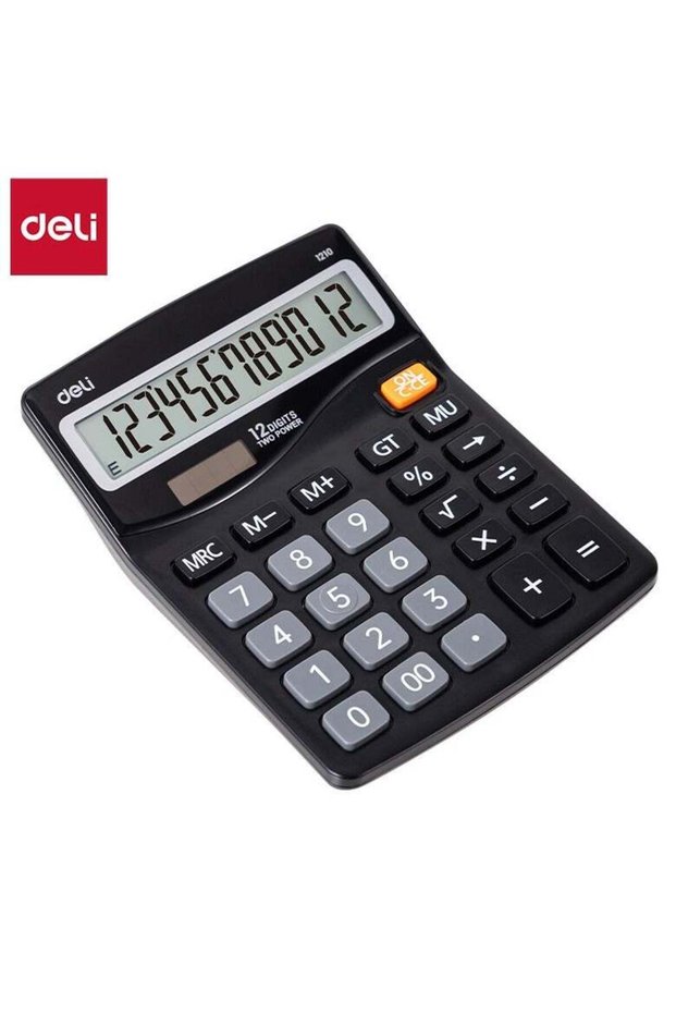 Deli E1210 Plastic Calculator - 12 Digits - Black