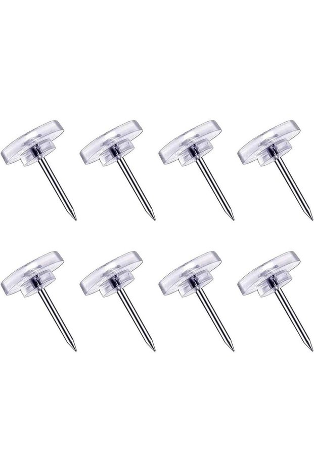120 Count Clear Push Pins, Minimalist Style, Plastic & Alloy Steel, Transparent