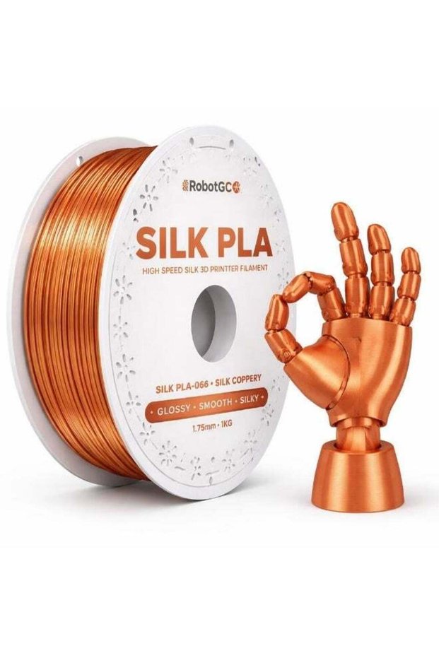 RobotGCC PLA Silk Copper 3D Printer Filament, 1.75mm 1KG, Warm Copper Metallic-Look Silk, Low-Warpi
