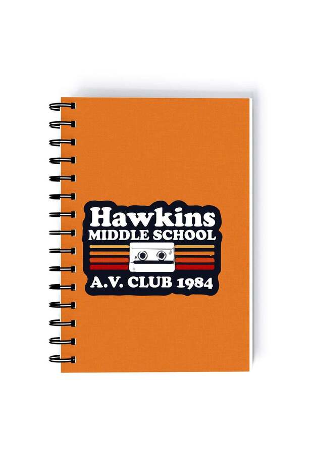 Stranger Things Music Design Rectangle Spiral A5 Notebook Multicolour