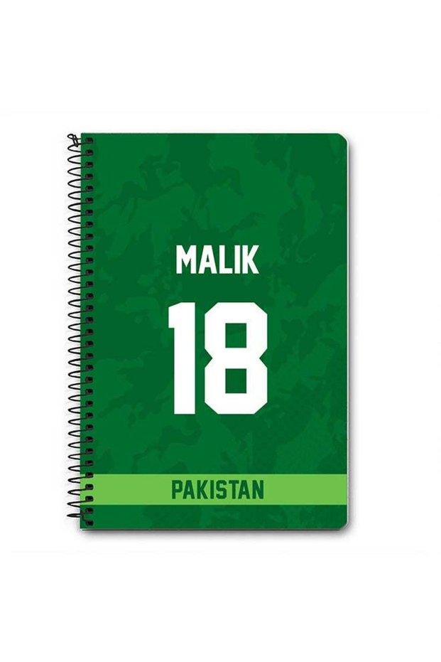 Designer A5 Spiral Notebook Memo Notepad Journal Player - Shoaib Malik, Jersey Number -18