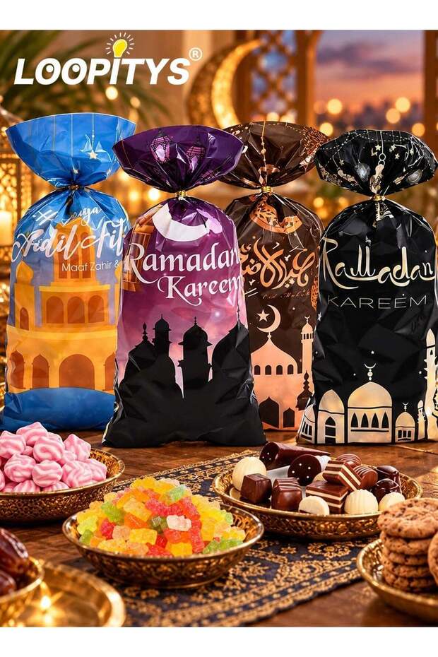 Ramadan candy and biscuit packaging bag -50 pieces per bag, with four styles of holiday gift bags,