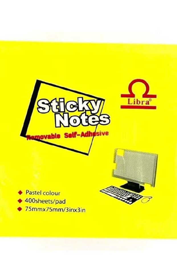 Pack of 4 – Sticky Notes 75x75mm, 400 Sheets per Pad, Self-Adhesive Memo Pads for Office, School &