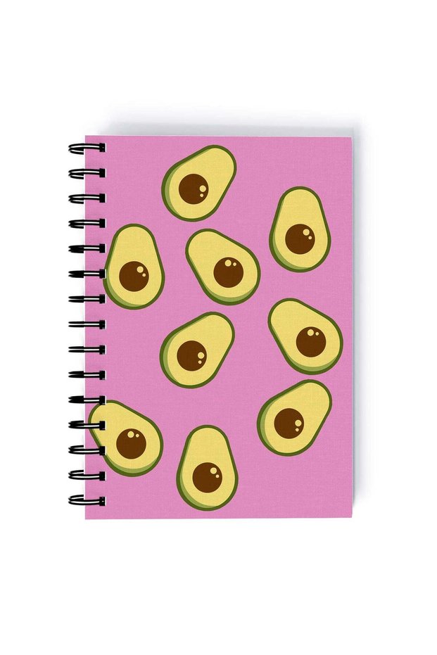 Spiral A4 Notebook Pattern Fruits Avocado Pink Aesthetics