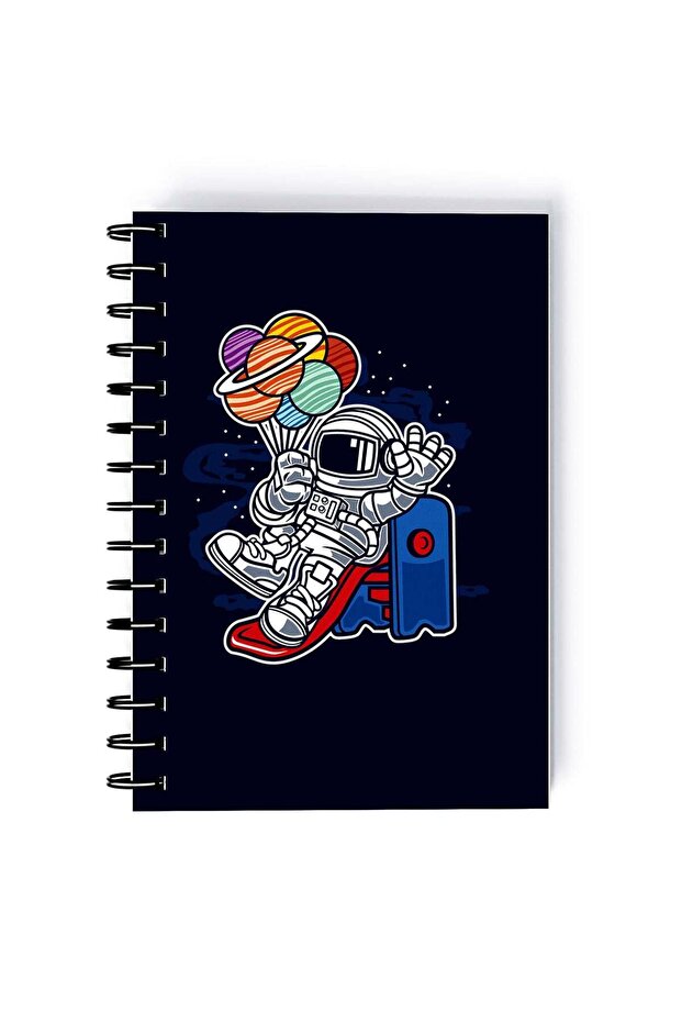 Up Balloon Astronaut Rectangle Spiral A5 Notebook Multicolour